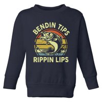 Bass Fish Dad Bendin Tips Rippin Lips Funny Papa Fishing Toddler Sweatshirt