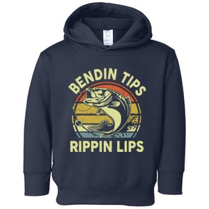 Bass Fish Dad Bendin Tips Rippin Lips Funny Papa Fishing Toddler Hoodie