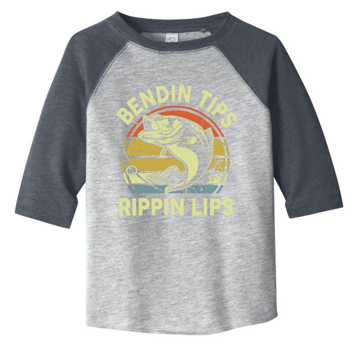 Bass Fish Dad Bendin Tips Rippin Lips Funny Papa Fishing Toddler Fine Jersey T-Shirt