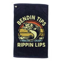 Bass Fish Dad Bendin Tips Rippin Lips Funny Papa Fishing Platinum Collection Golf Towel