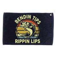 Bass Fish Dad Bendin Tips Rippin Lips Funny Papa Fishing Grommeted Golf Towel