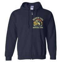 Bass Fish Dad Bendin Tips Rippin Lips Funny Papa Fishing Full Zip Hoodie