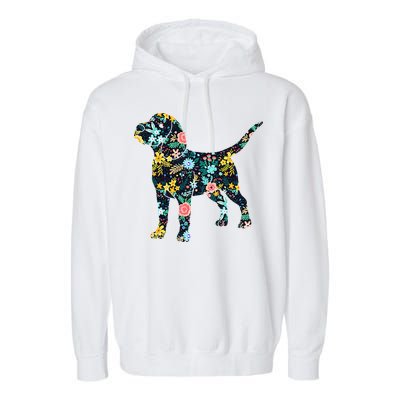 Beagle Floral Dog Silhouette Graphic Garment-Dyed Fleece Hoodie