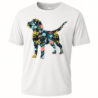 Beagle Floral Dog Silhouette Graphic Cooling Performance Crew T-Shirt