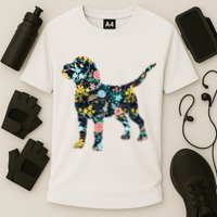 Beagle Floral Dog Silhouette Graphic Cooling Performance Crew T-Shirt