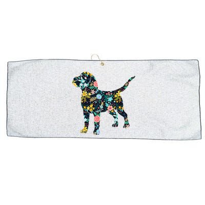 Beagle Floral Dog Silhouette Graphic Large Microfiber Waffle Golf Towel