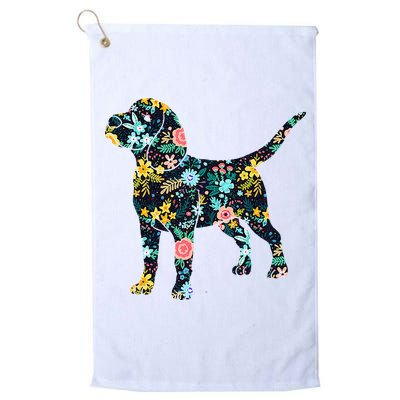 Beagle Floral Dog Silhouette Graphic Golf Towel