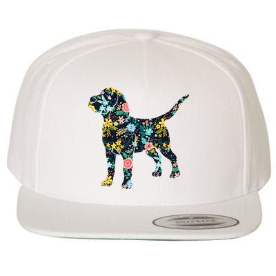 Beagle Floral Dog Silhouette Graphic Wool Snapback Cap