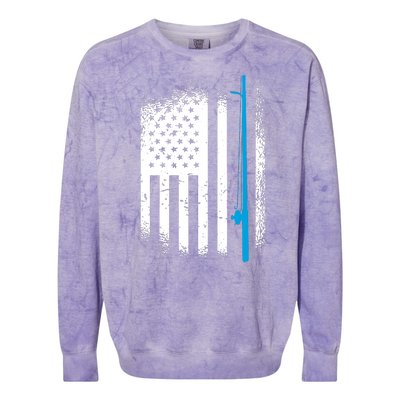 Bass Fishing Distressed American Flag Patriotic Fisherman Colorblast Crewneck Sweatshirt