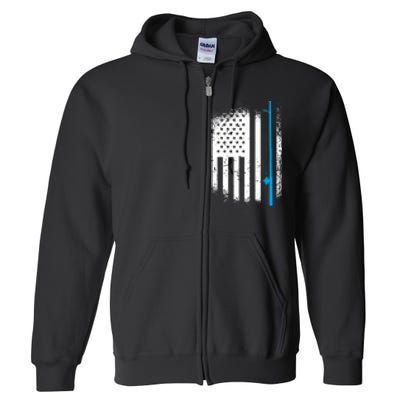 Bass Fishing Distressed American Flag Patriotic Fisherman Full Zip Hoodie