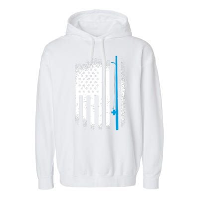 Bass Fishing Distressed American Flag Patriotic Fisherman Garment-Dyed Fleece Hoodie