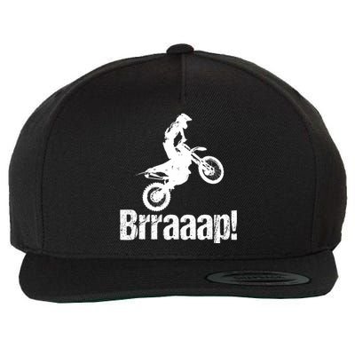 Brraaap Funny Dirt Bike Motocross For Riders Wool Snapback Cap