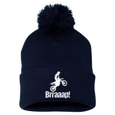 Brraaap Funny Dirt Bike Motocross For Riders Pom Pom 12in Knit Beanie