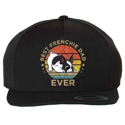 Best Frenchie Dad Ever Vintage Retro French Bulldog Father Gift Wool Snapback Cap