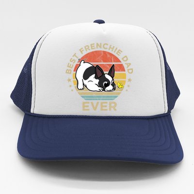 Best Frenchie Dad Ever Vintage Retro French Bulldog Father Gift Trucker Hat