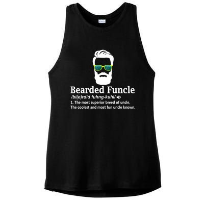 Bearded Funcle Definition Funny Uncle Vintage Style Ladies PosiCharge Tri-Blend Wicking Tank