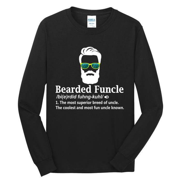 Bearded Funcle Definition Funny Uncle Vintage Style Tall Long Sleeve T-Shirt