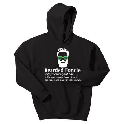 Bearded Funcle Definition Funny Uncle Vintage Style Kids Hoodie