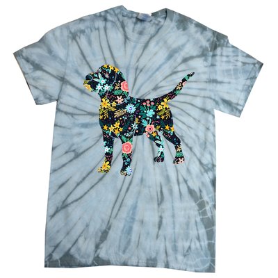 Beagle Floral Dog Silhouette Graphic Tie-Dye T-Shirt