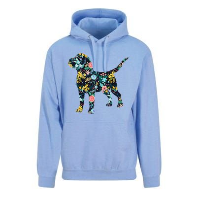 Beagle Floral Dog Silhouette Graphic Unisex Surf Hoodie