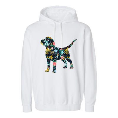 Beagle Floral Dog Silhouette Graphic Garment-Dyed Fleece Hoodie