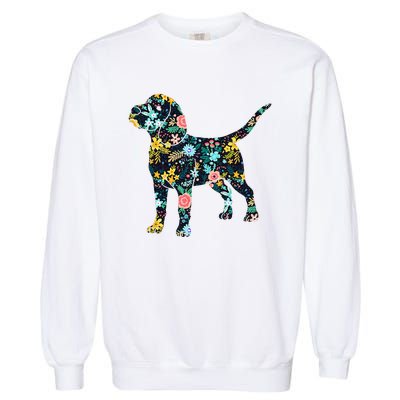 Beagle Floral Dog Silhouette Graphic Garment-Dyed Sweatshirt