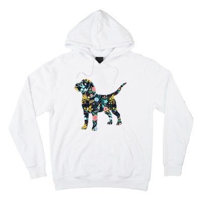 Beagle Floral Dog Silhouette Graphic Hoodie