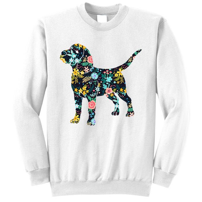 Beagle Floral Dog Silhouette Graphic Sweatshirt