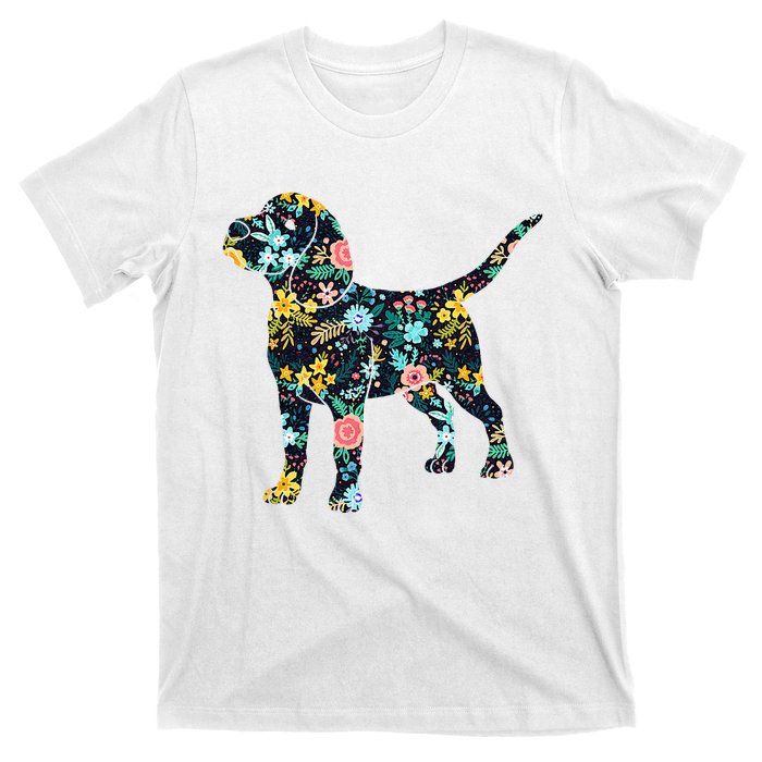 Beagle Floral Dog Silhouette Graphic T-Shirt