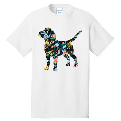 Beagle Floral Dog Silhouette Graphic Tall T-Shirt