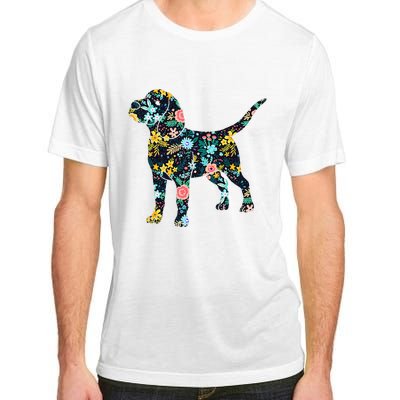 Beagle Floral Dog Silhouette Graphic Adult ChromaSoft Performance T-Shirt