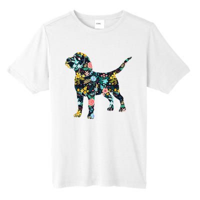 Beagle Floral Dog Silhouette Graphic Tall Fusion ChromaSoft Performance T-Shirt