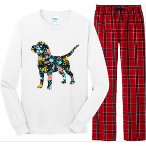 Beagle Floral Dog Silhouette Graphic Long Sleeve Pajama Set