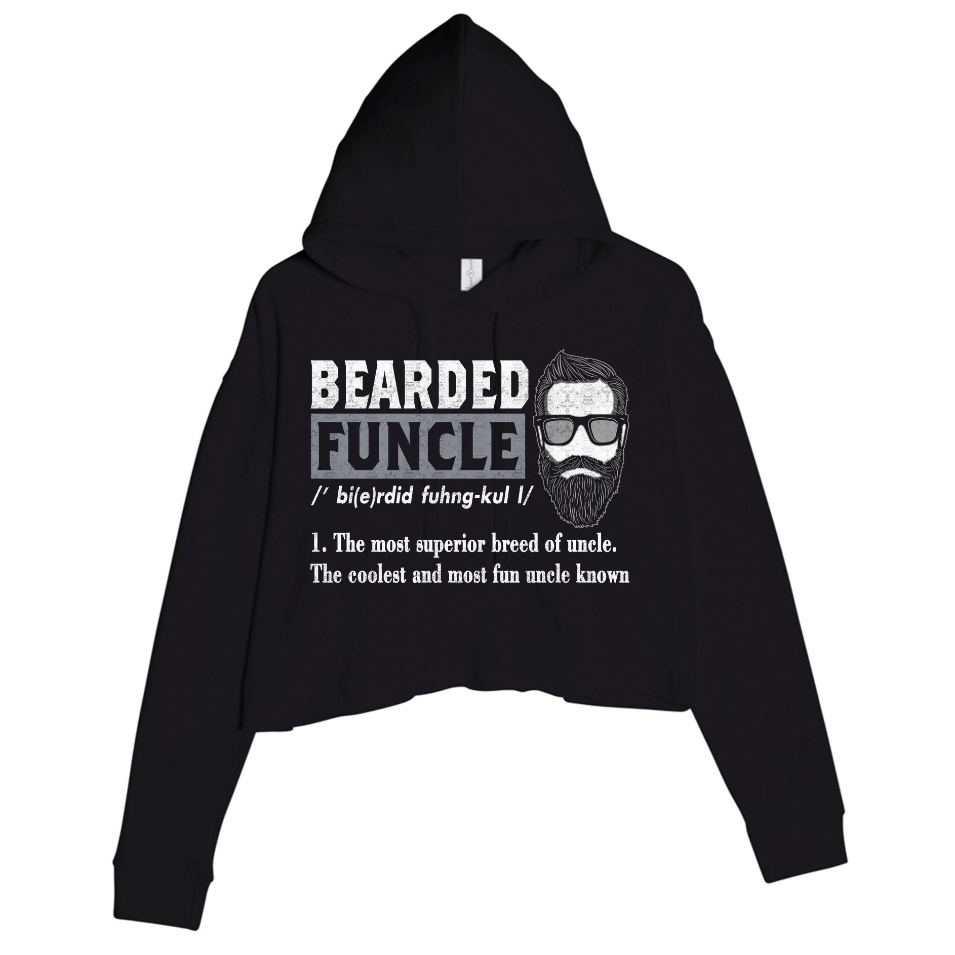 Bearded Funcle Definition Crop Fleece Hoodie