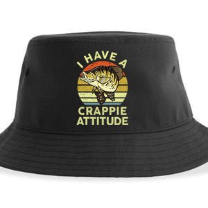 Bass Fish Dad I Have A Crappie Attitude Funny Papa Fishing Sustainable Bucket Hat