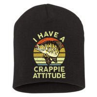 Bass Fish Dad I Have A Crappie Attitude Funny Papa Fishing Short Acrylic Beanie