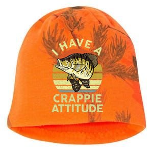 Bass Fish Dad I Have A Crappie Attitude Funny Papa Fishing Kati - Camo Knit Beanie