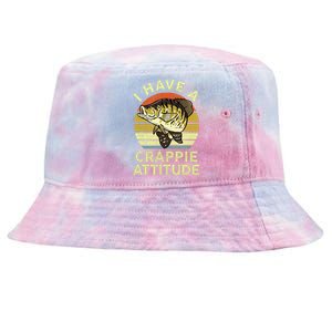 Bass Fish Dad I Have A Crappie Attitude Funny Papa Fishing Tie-Dyed Bucket Hat