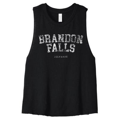 Brandon Falls Delaware Funny Joe Biden Bike Crash Pro Trump Women's Racerback Cropped Tank