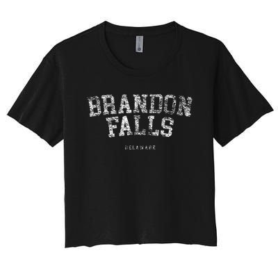 Brandon Falls Delaware Funny Joe Biden Bike Crash Pro Trump Women's Crop Top Tee