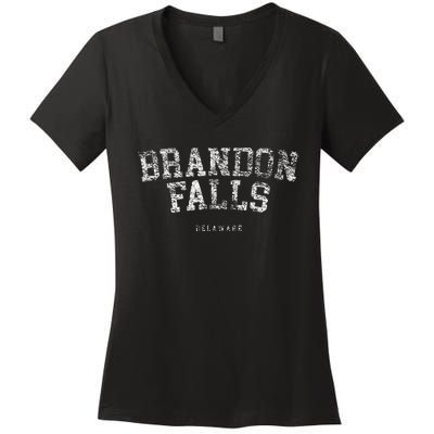 Brandon Falls Delaware Funny Joe Biden Bike Crash Pro Trump Women's V-Neck T-Shirt