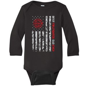 Best Firefighter Dad Ever American Flag Fireman Father Day Baby Long Sleeve Bodysuit