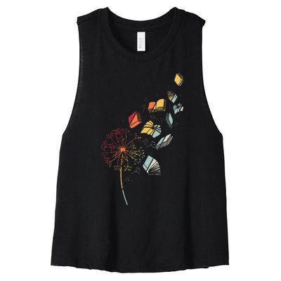 Book Flower Dandelion Women's Racerback Cropped Tank