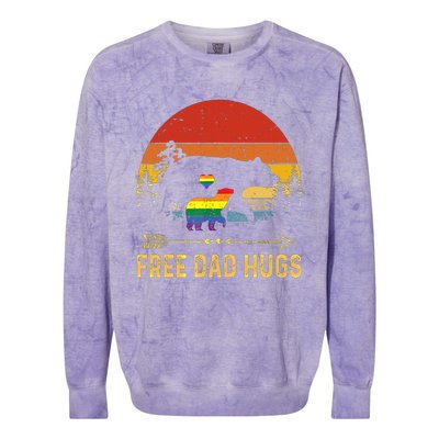 Bear Free Dad Hugs Fathers Day Lgbtq Pride Gift Colorblast Crewneck Sweatshirt