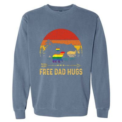 Bear Free Dad Hugs Fathers Day Lgbtq Pride Gift Garment-Dyed Sweatshirt