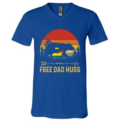 Bear Free Dad Hugs Fathers Day Lgbtq Pride Gift V-Neck T-Shirt