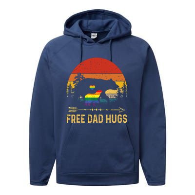 Bear Free Dad Hugs Fathers Day Lgbtq Pride Gift Performance Fleece Hoodie