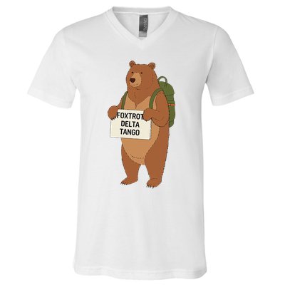 Bear Foxtrots Deltas Tangos Funny Bear Foxtrots Deltas V-Neck T-Shirt
