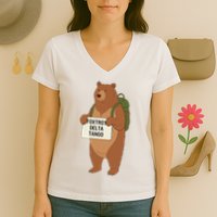 Bear Foxtrots Deltas Tangos Funny Bear Foxtrots Deltas Women's V-Neck T-Shirt