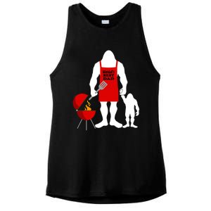 Barbecue Fathers Day Gift Bbq Bigfoot Worlds Best Dad Gift Ladies PosiCharge Tri-Blend Wicking Tank